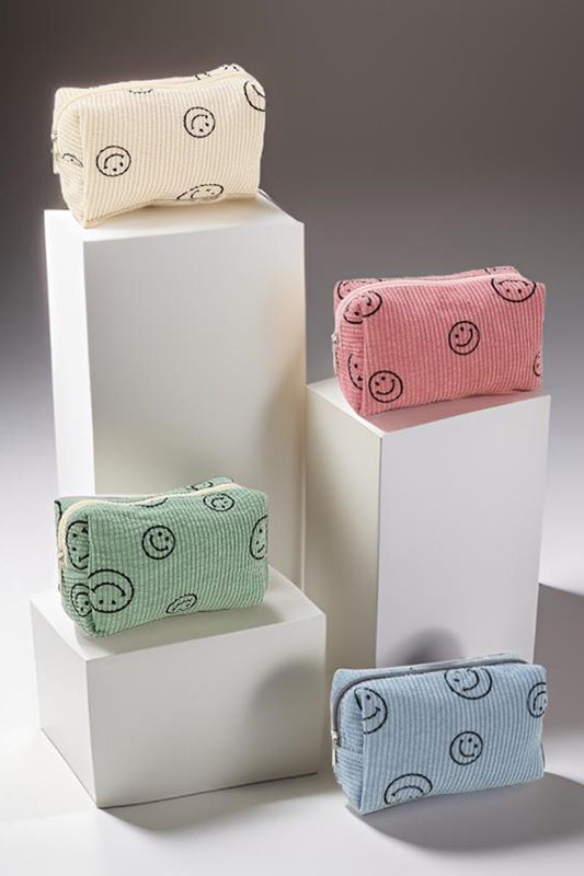 Sissy Smiley Face Corduroy Cosmetic Pouch
